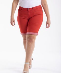 Bermuda avec ceinture élastiquée - Rouge