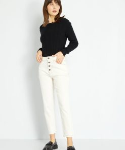 Jean mom à taille très haute - L32 - Blanc