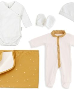 Coffret Layette Naissance Coton Bio Boho - Blanc