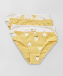 Culottes en jersey avec nœud fantaisie - Lot de 4 - blanc/jaune