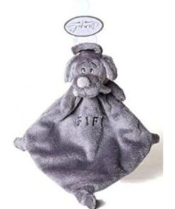 doudou Dimpel Chien Gris Fonce Foulard Gris Clair Fifi Attache Tetine - Gris