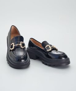 Mocassins en simili à semelle épaisse - noir