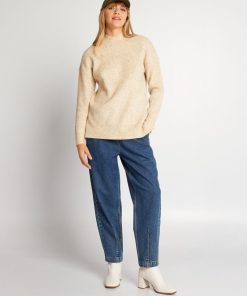 Pull en maille col montant - Beige