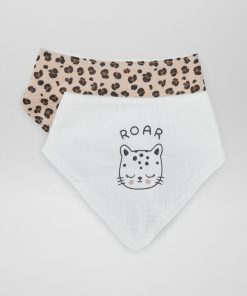 Lot de 2 bavoirs bandana - Léopard/blanc