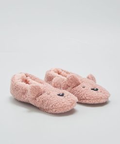 Chaussons ballerines 'ours' - Rose