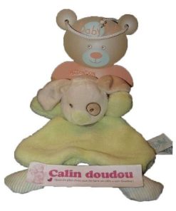 doudou Babynat Ours Jaune BN597 P'tits fruit Plat - Jaune