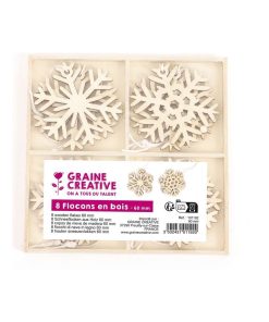 Décorations de Noël en bois - Flocons - Beige