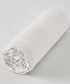 Drap housse lin lave Soline - Blanc