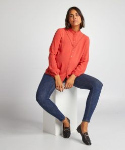 Chemisier grossesse maille ajourée - Rouge