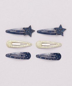 Lot de 6 pinces à cheveux - bleu/doré