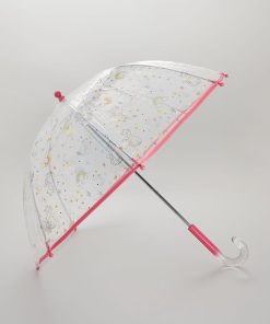 Parapluie transparent 'chat et arc-en-ciel' - rose