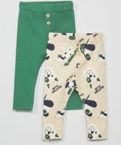 Lot de 2 leggings - Beige/vert