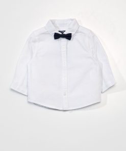 Chemise blanche + noeud papillon amovible - blanc