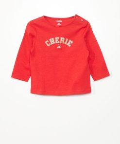 T-shirt manches longues imprimé - Rouge