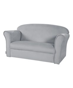 ROBA Canapé Enfant en Velours "Lil Sofa" - 2 Places - Fauteuil avec Accoudoirs Confortable - Gris - Gris