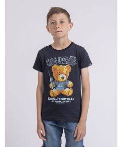 T-shirt col rond pur coton NEVERSO-J - Bleu marine