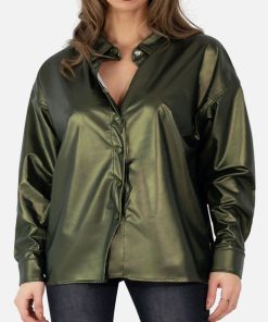 Chemise en simili, manches longues Kebello - Vert