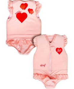 Maillot de Bain Valentine Enfant avec Flotteurs - Accessoire de Natation Fille - Rose pâle
