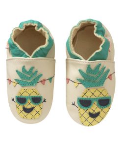 Chaussons Bébé Cuir Souple Mathias L'ananas - Bleu marine