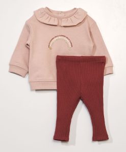 Ensemble sweat + legging - 2 pièces - Rose/bordeaux