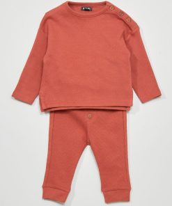 Ensemble en maille gaufrée - 2 pièces - Rouge