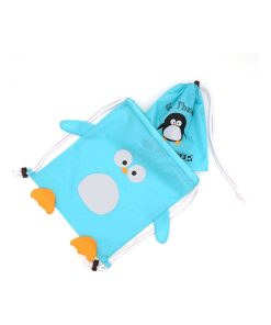 Sac maternelle avec pochon à goûter Pingouin - 36 mois - Bleu
