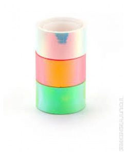 Lot De 3 Tapes Iridescent Miroir Blanc Orange Et Vert - N/A