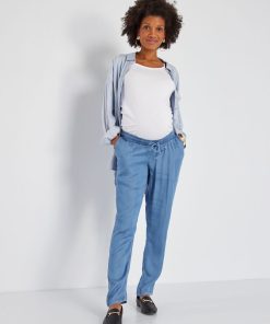 Pantalon grossesse fluide et léger - Bleu