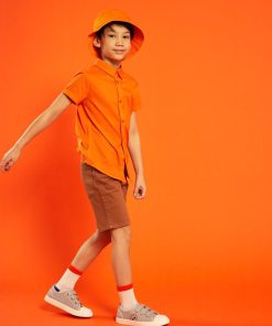 Bermuda slim en twill - Marron