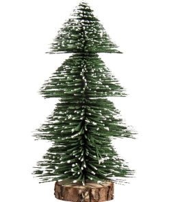 Sapin enneigé vert décoratif - Miniature 20 cm - Vert