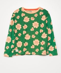Tee-shirt manches longues imprimé 'fleurs' - Vert fleurs