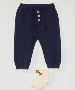 Pantalon en maille + chaussettes - Bleu foncé