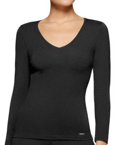 Tricot de peau col V manches longues Thermo - Noir