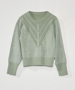 Pull en maille ajourée - Vert
