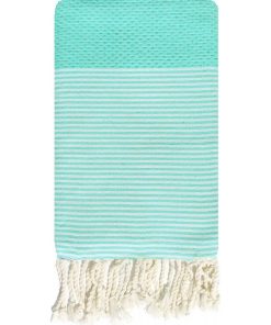 Fouta traditionnelle en coton 1x2m en nid d'abeille Mikanda - Vert
