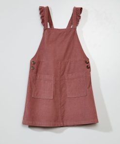 Robe salopette en velours - Rose
