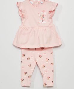 Ensemble body robe + legging - 2 pièces - rose