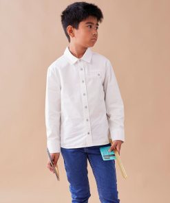 Chemise en twill, - Blanc