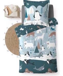 Parure housse de couette Animaux des neiges - Bleu