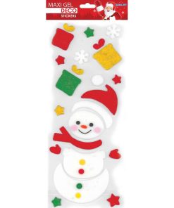 Stickers gel Noël pour fenêtres - Bonhomme de Neige joyeux - Multicolore