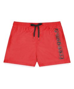 Boardshort court garçon avec ceinture demi-élastiquée Freegun - Rouge