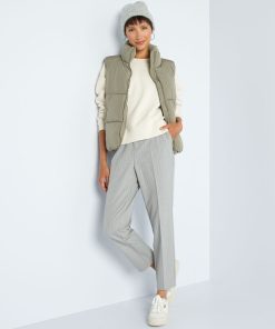 Pantalon cigarette 7/8 rayé - Gris