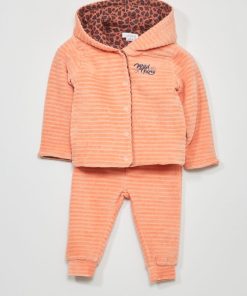 Ensemble sweat + pantalon en velours côtelé - 2 pièces - Rose