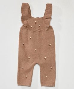 Combinaison en maille avec broderie - Marron