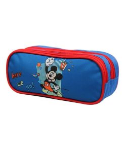 BAGTROTTER Trousse scolaire 2 compartiments DS Mickey Bleue - Bleu