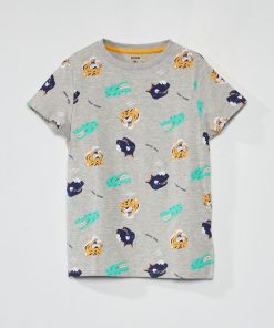 Tee-shirt à motif pur coton - GRIS