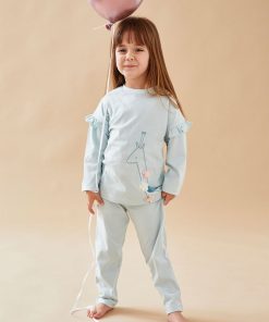 Pyjama 2 pièces girafe en jersey, - Bleu