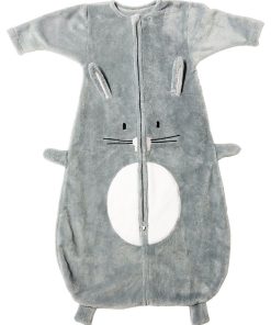 Gigoteuse 6-24 mois ludique en flanelle - Manches longues - Lapin - Gris