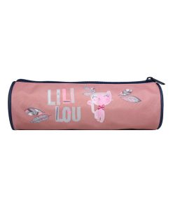 BAGTROTTER Trousse scolaire ronde Lili Lou Rose Plumes - Rose