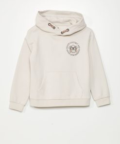 Sweat en molleton à capuche - Beige
